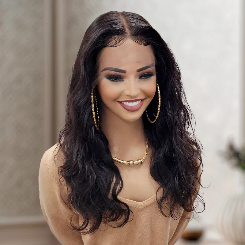 Lace wig with a side - swept bang for a sophisticated look100% Brazilian Virgin Remi Human Hair 360 Lace Frontal Wig Body Wave 16" Lace wig with a side - swept bang for a sophisticated look100% Brazilian Virgin Remi Human Hair 360 Lace Frontal Wig Body Wave 16"