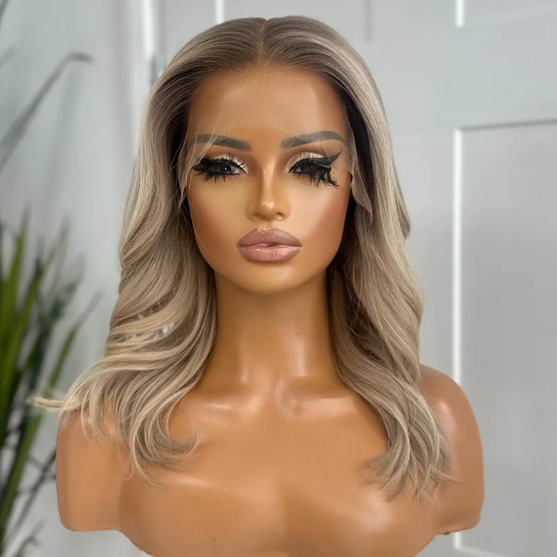 Virgin - human - hair wig with a natural - looking texture for a luxurious feel12 Inches Rooted Light Blonde Human Hair Lace Front Wig -LORI Virgin - human - hair wig with a natural - looking texture for a luxurious feel12 Inches Rooted Light Blonde Human Hair Lace Front Wig -LORI