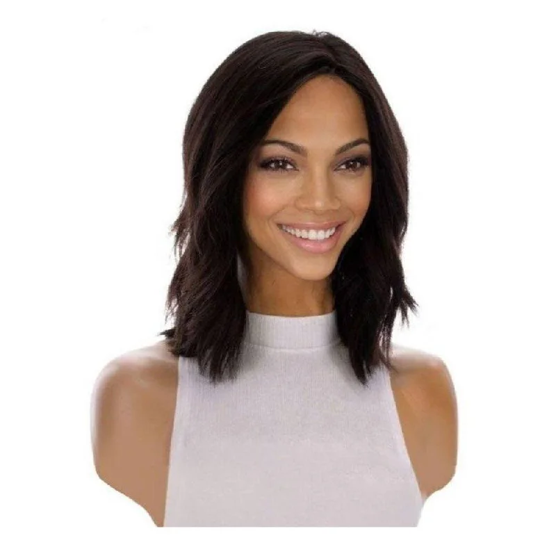 Human - hair wig with a side - part for a more flattering appearance13" Victoria Silk Top Wig Natural Black Human - hair wig with a side - part for a more flattering appearance13" Victoria Silk Top Wig Natural Black