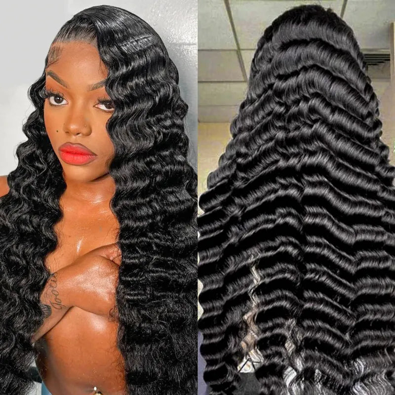Human - hair lace wig for a luxurious and natural feelLong Wig | Loose Deep Wave 13x6 HD Lace Frontal Wig Natural Black Hair 28-40 Inch Human - hair lace wig for a luxurious and natural feelLong Wig | Loose Deep Wave 13x6 HD Lace Frontal Wig Natural Black Hair 28-40 Inch