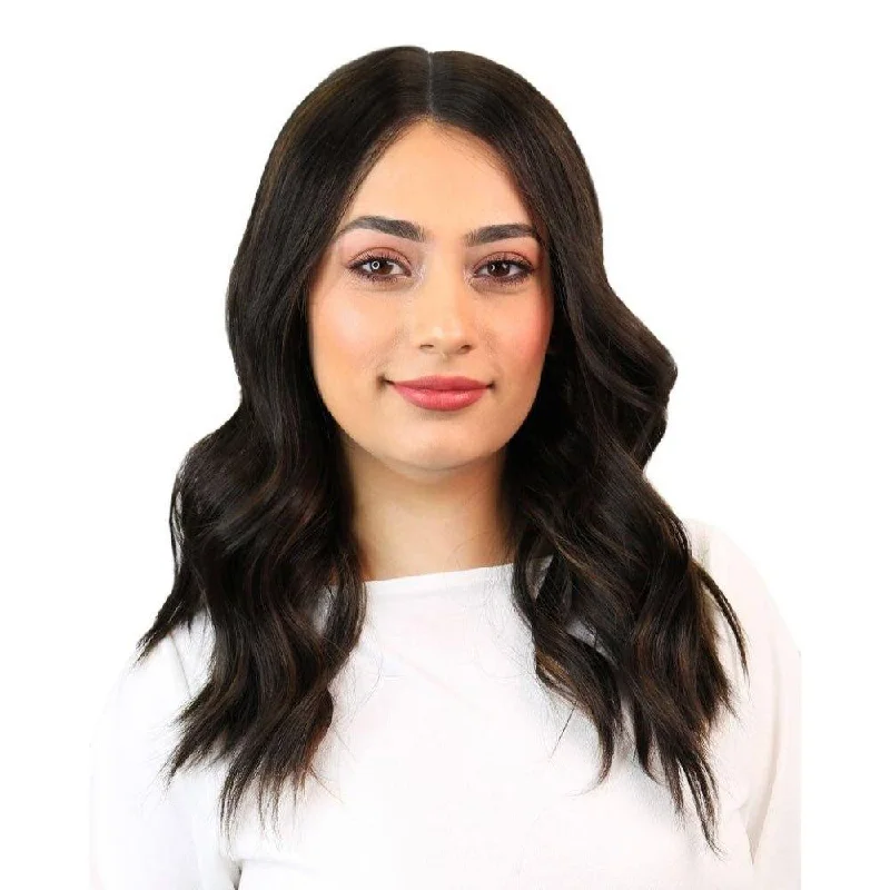 Human - hair wig with a side - swept bang for a sophisticated look20" Divine Lace Top Wig Natural Black Human - hair wig with a side - swept bang for a sophisticated look20" Divine Lace Top Wig Natural Black