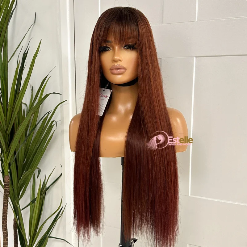 Human - hair wig with a silk - base cap for a comfortable and smooth feel24 inches Rooted Copper Red Human Hair Lace Wig -NELLY Human - hair wig with a silk - base cap for a comfortable and smooth feel24 inches Rooted Copper Red Human Hair Lace Wig -NELLY