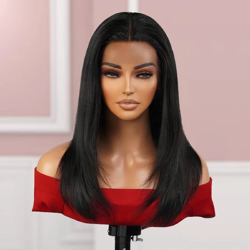 Lace wig with a platinum - blonde color for a bold and trendy lookBrazilian Virgin Remi Human Hair 100% Hand Tied Full Lace 360 Lace Frontal Wig Straight 16"