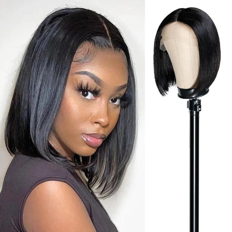 Lace wig with a silk - base cap for a comfortable and smooth feelCelebrity 100% Virgin Human Hair HD Lace 5" Deep Part Wig Bob 12" Lace wig with a silk - base cap for a comfortable and smooth feelCelebrity 100% Virgin Human Hair HD Lace 5" Deep Part Wig Bob 12"