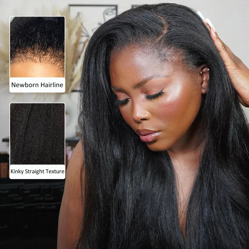 Lace wig with a side - swept bang for a sophisticated lookGlueless Newborn Hairline Invisi Strap 360 Skin Lace Frontal Kinky Straight Wig Pre-Everything Natural Look Human Hair Wig Lace wig with a side - swept bang for a sophisticated lookGlueless Newborn Hairline Invisi Strap 360 Skin Lace Frontal Kinky Straight Wig Pre-Everything Natural Look Human Hair Wig