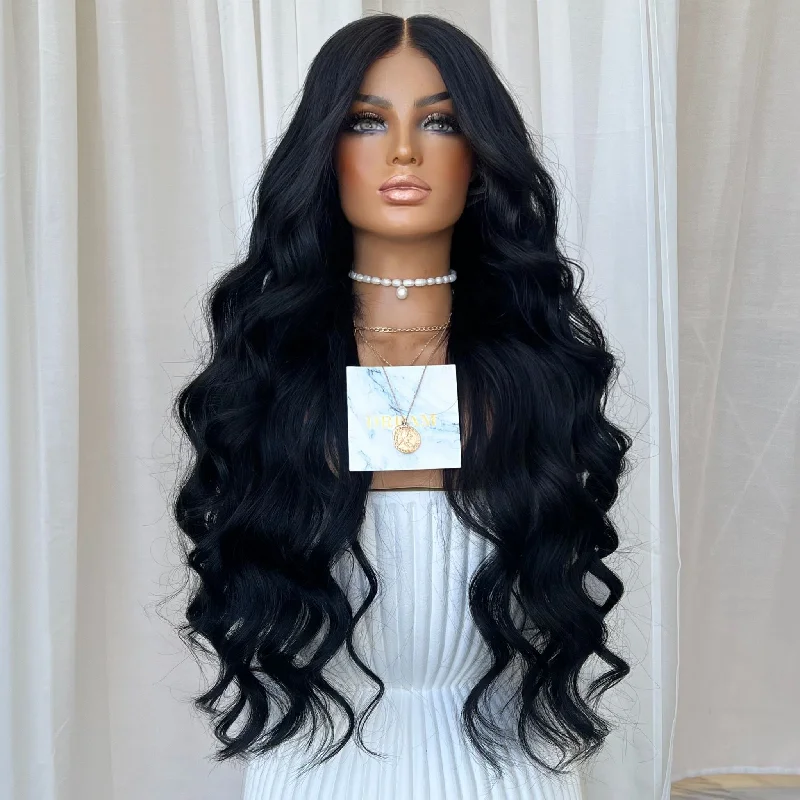 Lace wig with a pre - bleached knot for a natural - looking scalpKING KYLIE BLACK | HD FULL LACE Lace wig with a pre - bleached knot for a natural - looking scalpKING KYLIE BLACK | HD FULL LACE