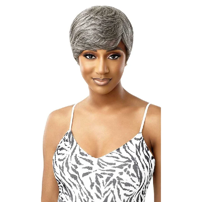 Virgin - human - hair wig with a natural - looking texture for a luxurious feelOutre Fab & Fly 100% Human Hair Gray Glamour Wig - Asha Virgin - human - hair wig with a natural - looking texture for a luxurious feelOutre Fab & Fly 100% Human Hair Gray Glamour Wig - Asha