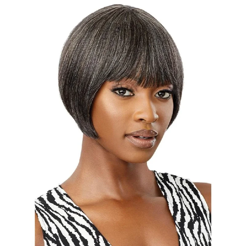 Human - hair wig with a pre - plucked hairline for a more natural lookOutre Fab & Fly Gray Glamour Human Hair Wig - HH-Harriet Human - hair wig with a pre - plucked hairline for a more natural lookOutre Fab & Fly Gray Glamour Human Hair Wig - HH-Harriet