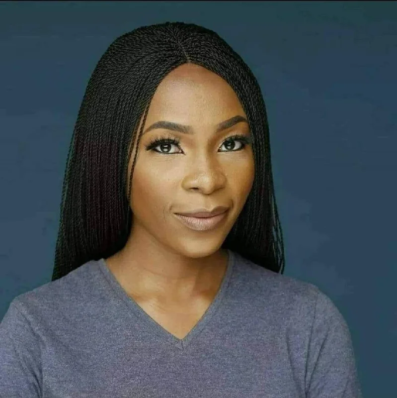 Braided wigs with a pre - plucked hairline for a natural lookJmkshair Braidedwigs - Micro twist Braided wigs with a pre - plucked hairline for a natural lookJmkshair Braidedwigs - Micro twist