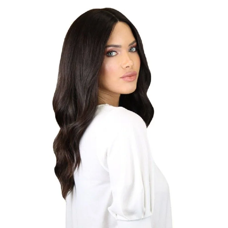 Long - length wig with a pre - bleached knot for a natural - looking scalp22" Ponytail Silk Part Wig Soft Black Long - length wig with a pre - bleached knot for a natural - looking scalp22" Ponytail Silk Part Wig Soft Black