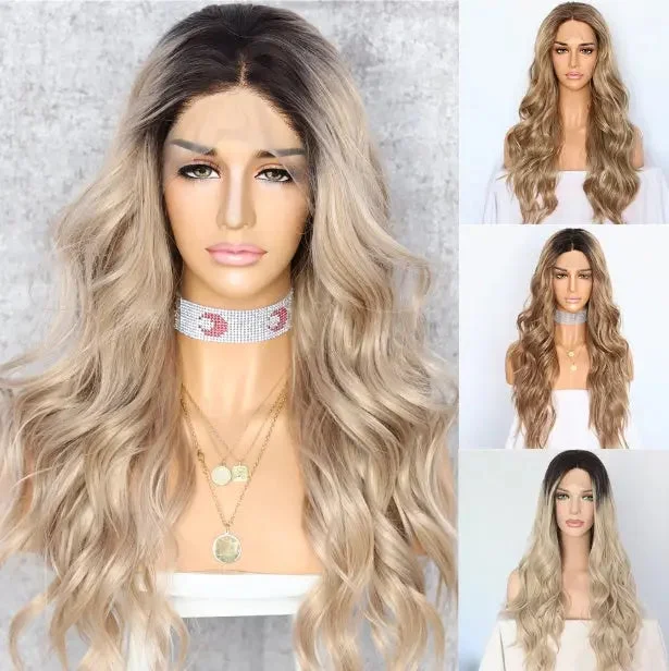 Long - length wig in a jet - black color for a classic appearanceLadies Long Natural Wave Heat Resistant Hair Wig